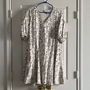 Universal Thread Cream Mini Dress with Black Floral Print